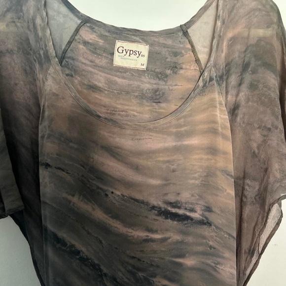 Gypsy 05 sold at Free People and Anthropologie  100% Silk Flutter sleeve Dress - Picture 3 of 7